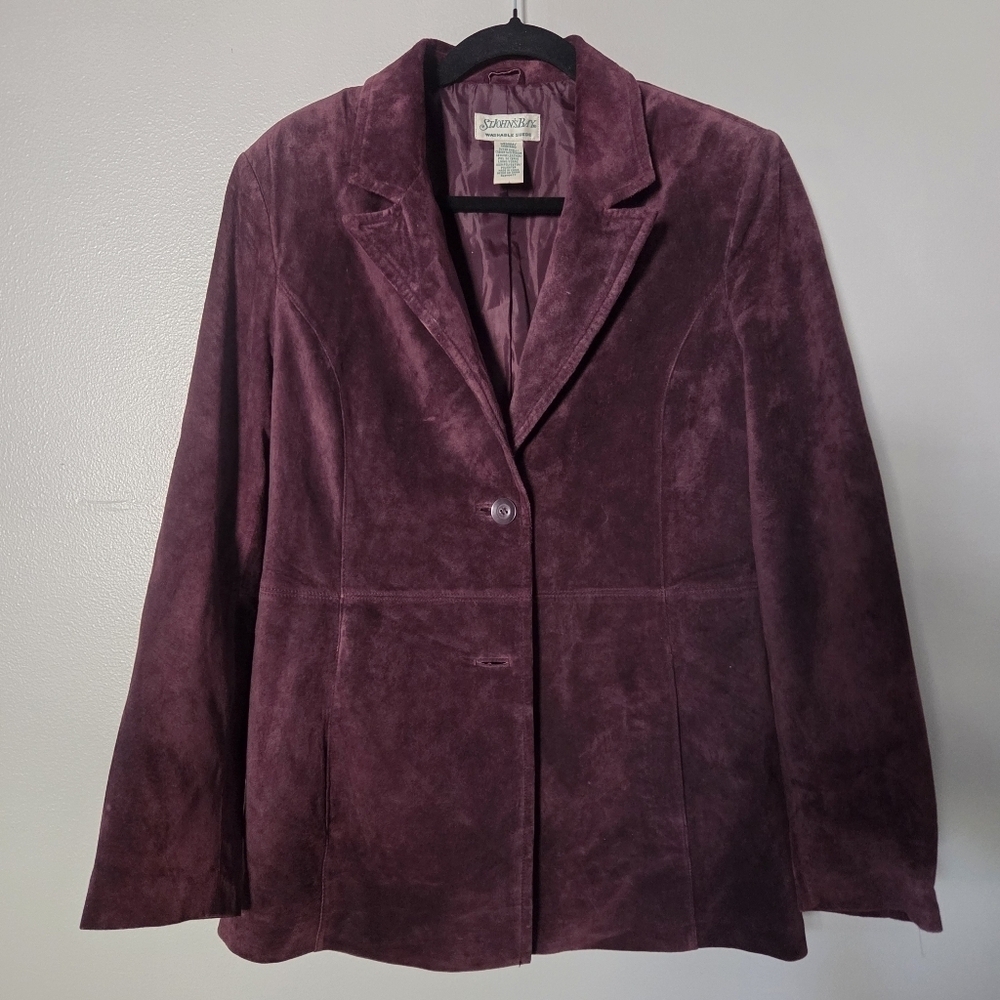 St. John Bay Women’s Vintage Genuine Leather Purple Sueded Jacket. Sz M Western